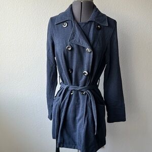 CAbi jacket navy blue size small double breasted button belt tie softgirl